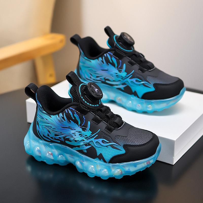 Дышащие спортивные кроссовки для мальчиков Осень 2025 с вращающейся пряжкой для бега