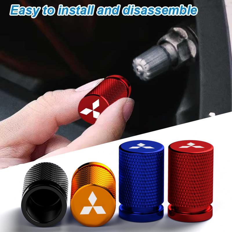 4PCS Wheel Decoration Cover for Mitsubishi Outlander Eclipse Delica Ralliart Lancer ASX Colt Pajero Colt Car Stem Valve Caps