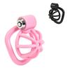 Pink Male Penis Chastity Cage Set Small Bird Chastity Belt With 5 Size Cock Rings and Metal Tube Penis Bondage Slave Man Sex Toy