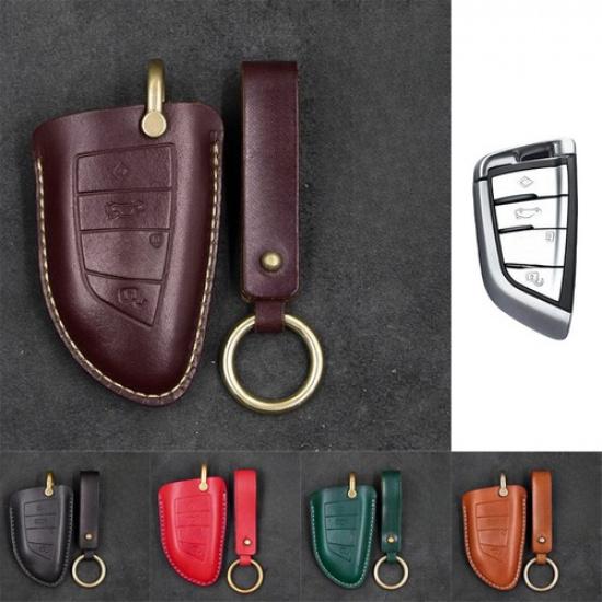 Genuine Leather Car Key Fob Case Cover For BMW 4 5 6 7 F15 X2 X3 X4 X5 X6 X7 X5M