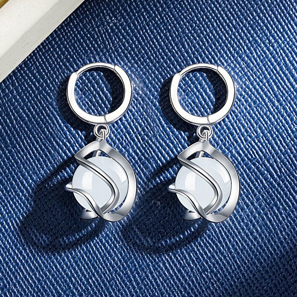 Серьги из стерлингового серебра 925 пробы, кошачий глаз, волнистые серьги для женщин, ювелирные изделия, подарок для пожилых людей