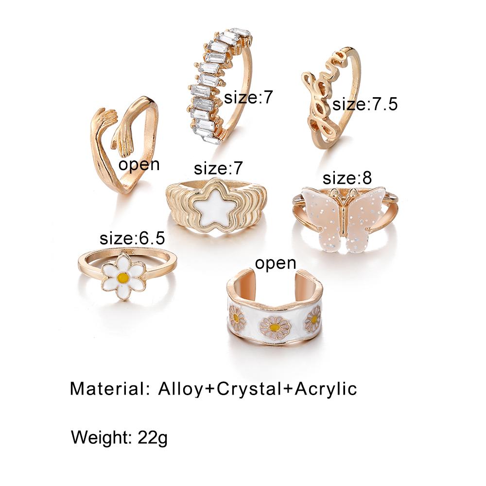 Diamond Opening Adjustment  Ring Set Butterfly Hug Opening Ring Elegant Party Charm Jewelry