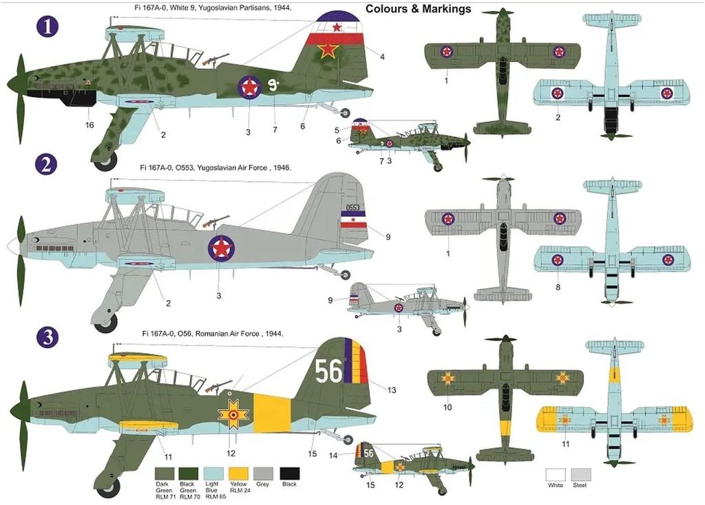 AZmodel AZ Model Fieseler Fi167 Над Балканским полуостровом Пластиковая модель AZM7845 1/72