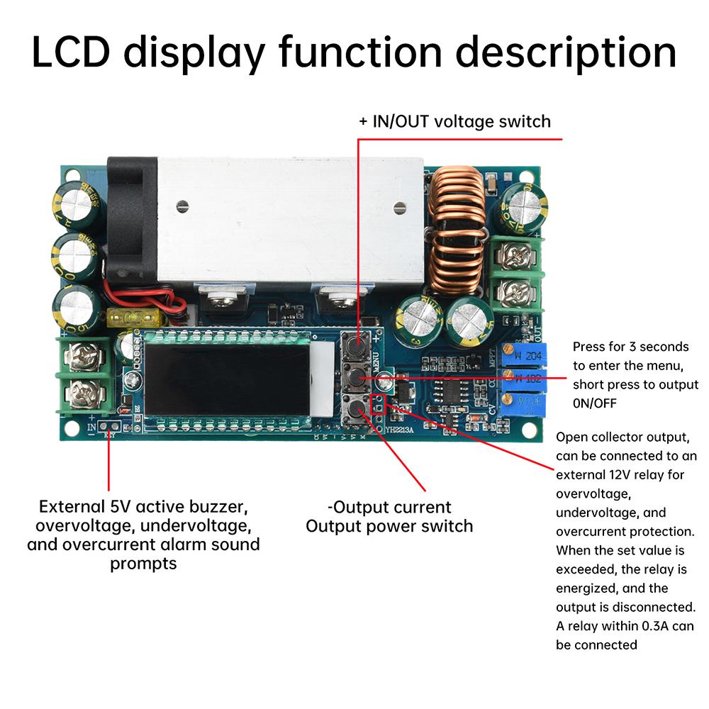 DC 10-75V 20A Adjustable Buck Module MPPT Solar Charging Constant Voltage Constant Current Charging Module Power Module