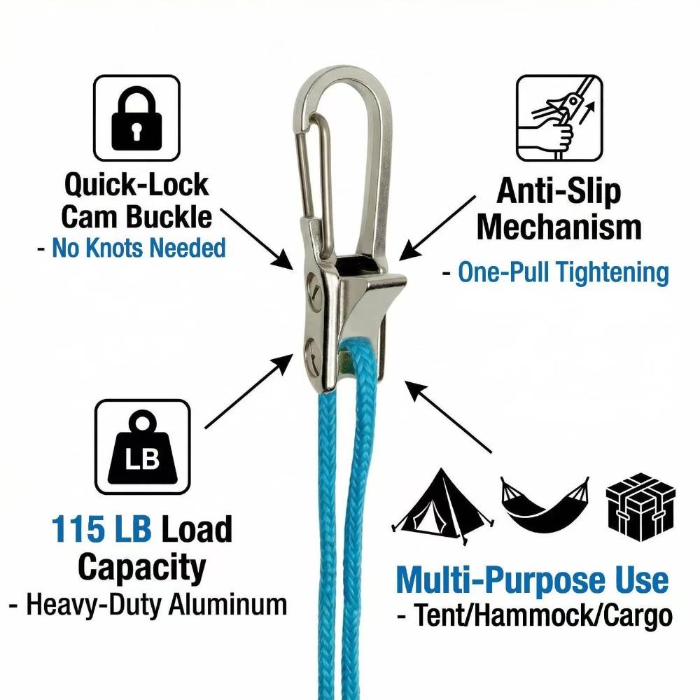 Outdoor Tent Pull Wire Accessories Rolling Locking Buckle Telescopic Rope RV Camping Fixed Hook