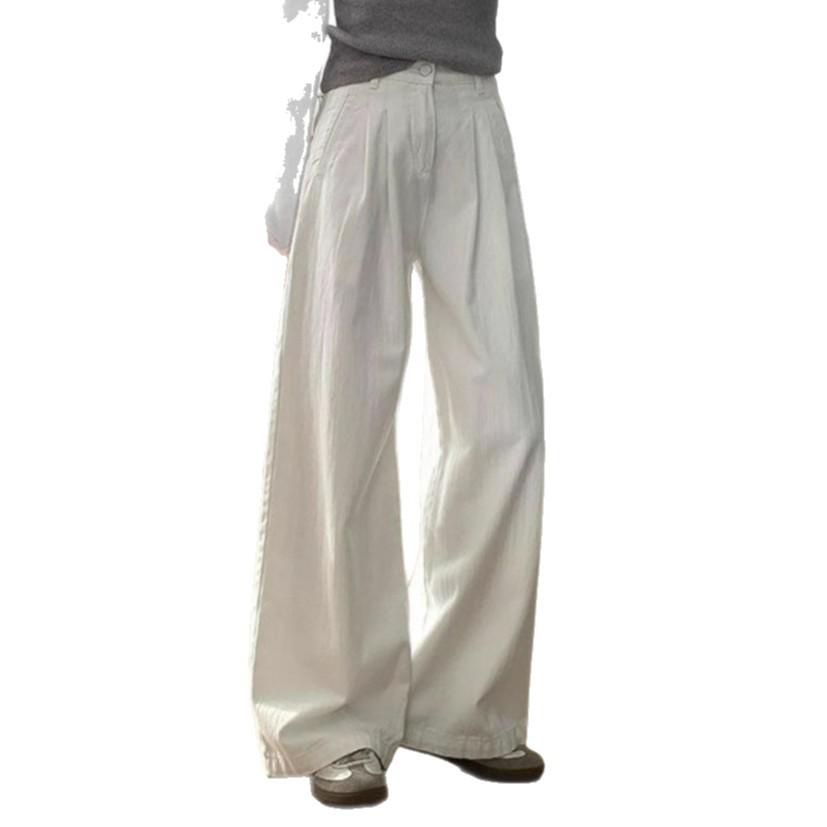 Модные Удобные Свободные Белые Джинсы Широкие Штанины Женские Большого Размера Мускулистые Высокая Талия Прямые Джинсы Брюки Джинсы для Женщин Длинные Джинсовые Штаны