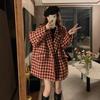 Red Checkerboard Woolen Suit Jacket for Women Winter New Style Small Thickened Design Street Coat