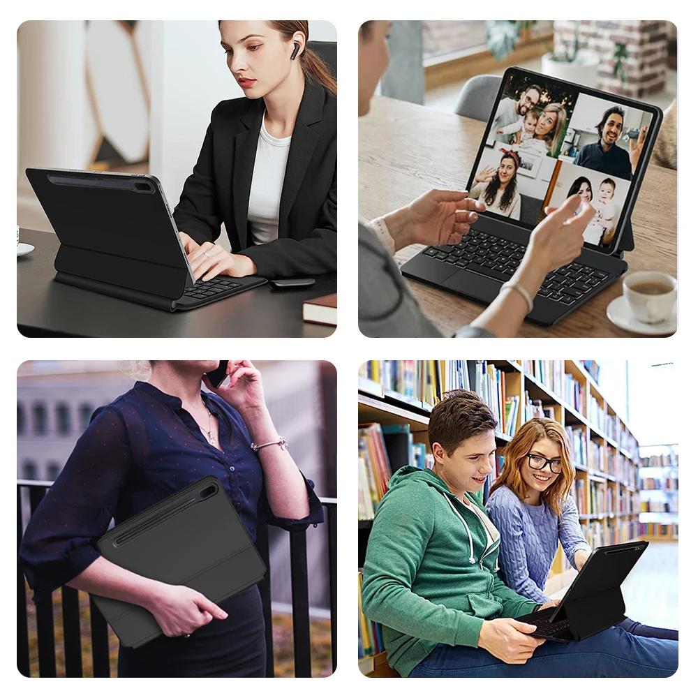 Клавиатура для Samsung Galaxy Tab S7 S8 S9 Plus, магнитный чехол для клавиатуры Galaxy Tab S7 S9 FE Plus, 12,4-дюймовый чехол для волшебной клавиатуры