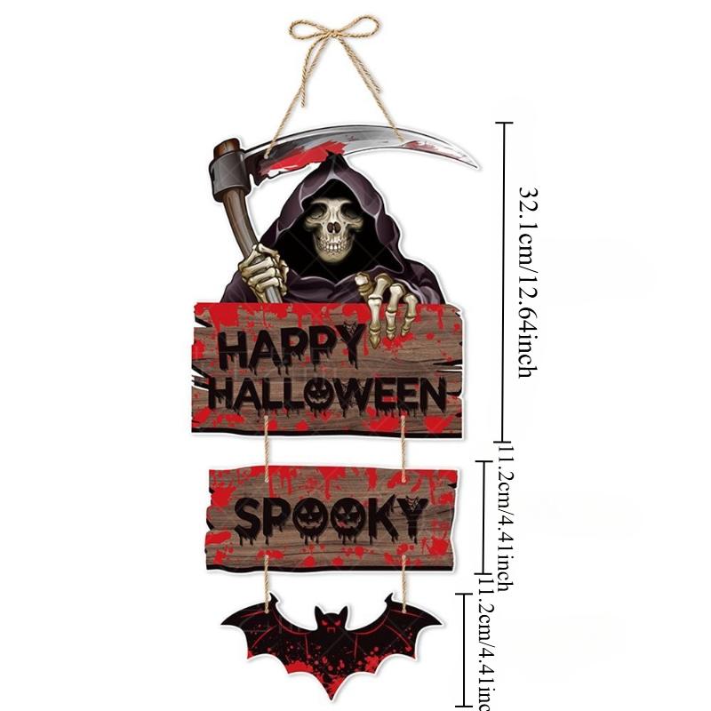 Halloween Pumpkin Witch Bat Skeleton Hanging Ornament Front Party Door Hanging Props Background Decoration Halloween Party Decor