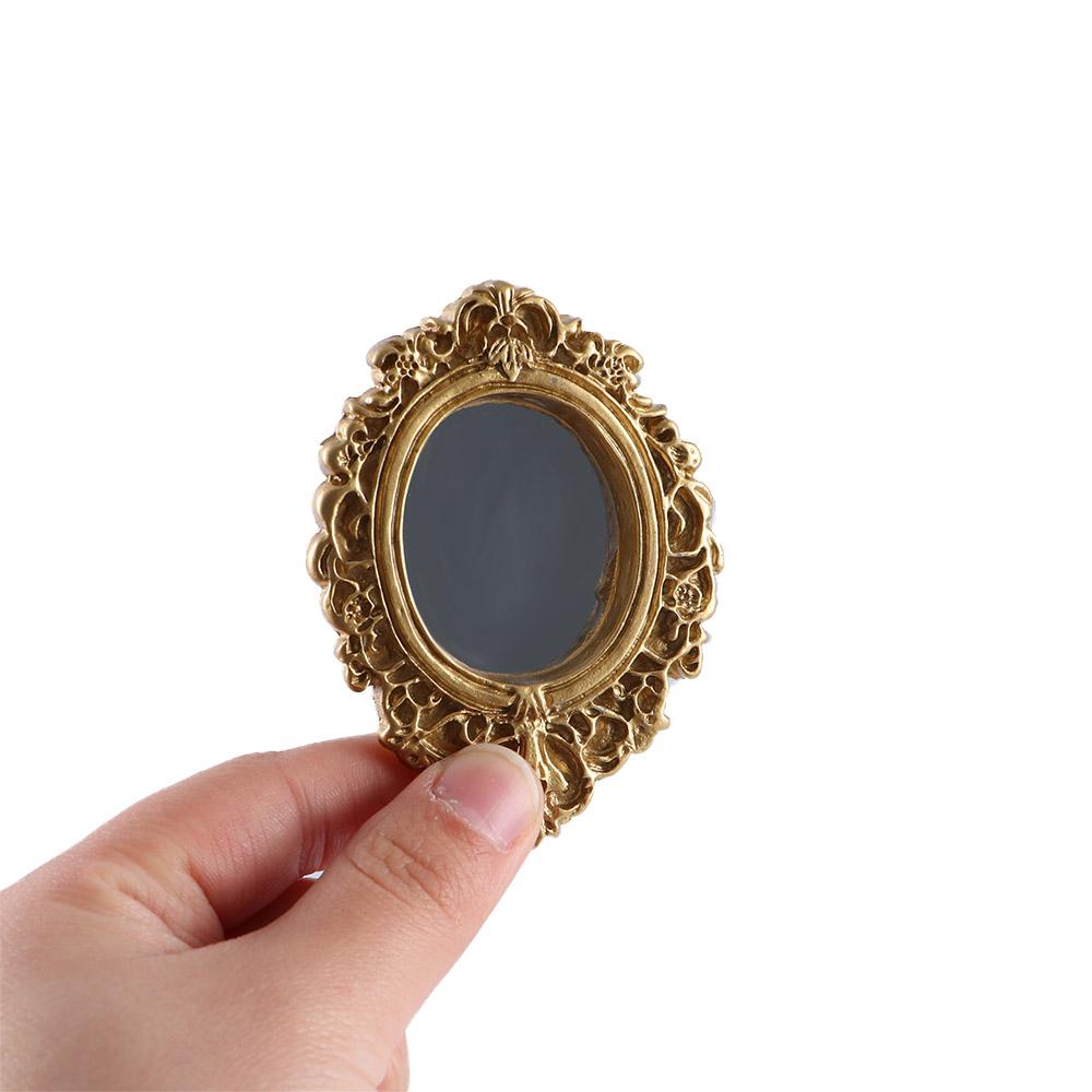 European Frame 1/12 Tiny Mini Victorian Dollhouse Mirror Miniature Ornament Furniture