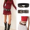 Punk Style Belt Rivet Decor Wide Imitation Leather Waistband Dress Shirt Versatile Waist Belt Fashion Accessory