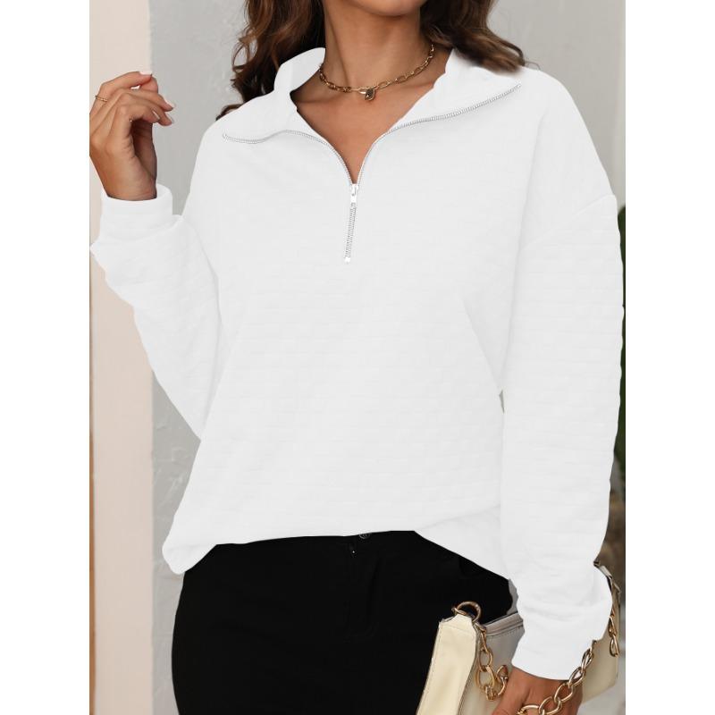 Women's Fashion Casual Fall Winter Solid Color Print Long Sleeve V-Neck Pullovers & Long Sleeves