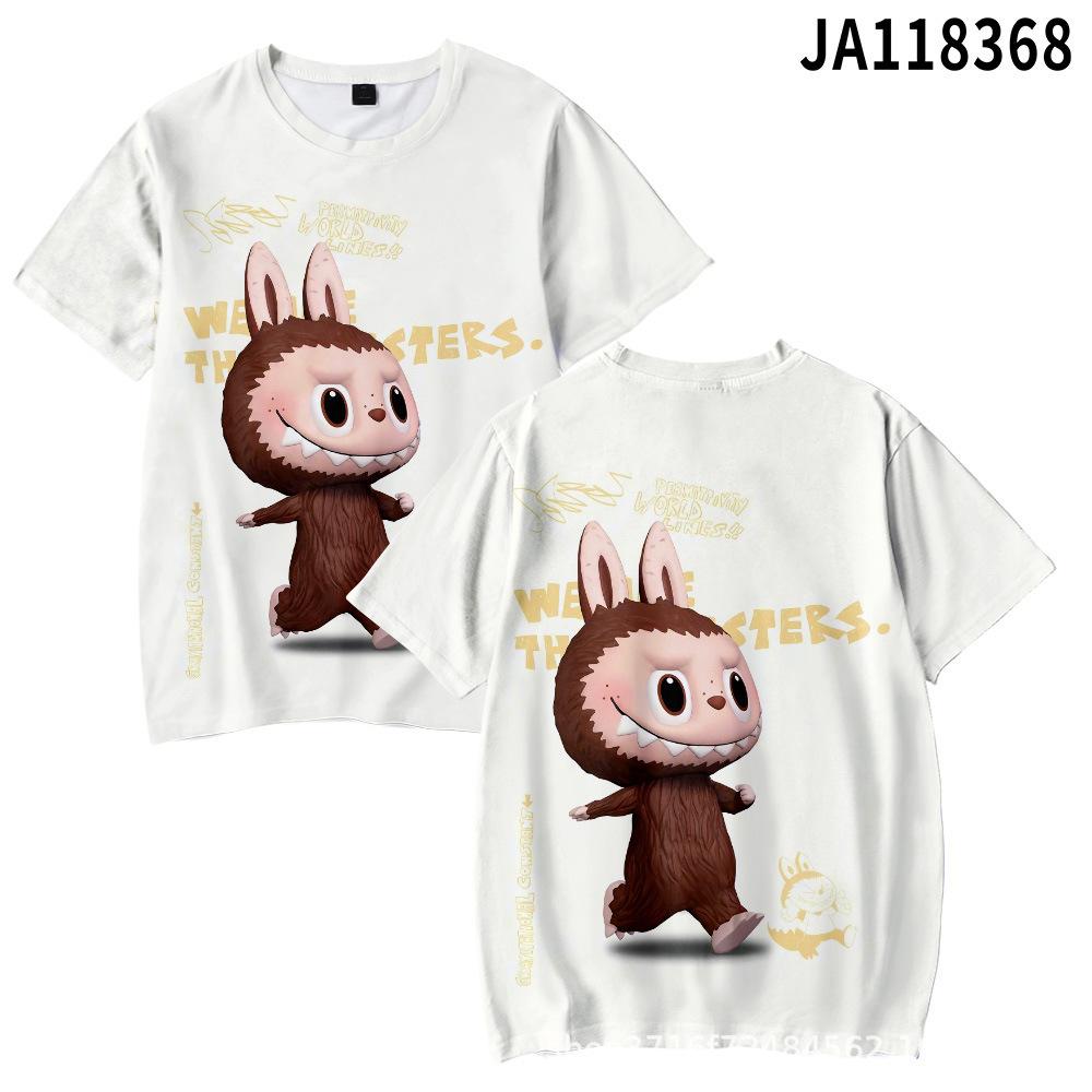 2025 Новая летняя модная свободная футболка Labubu для женщин, повседневная удобная футболка с коротким рукавом для детей, повседневная футболка с круглым вырезом