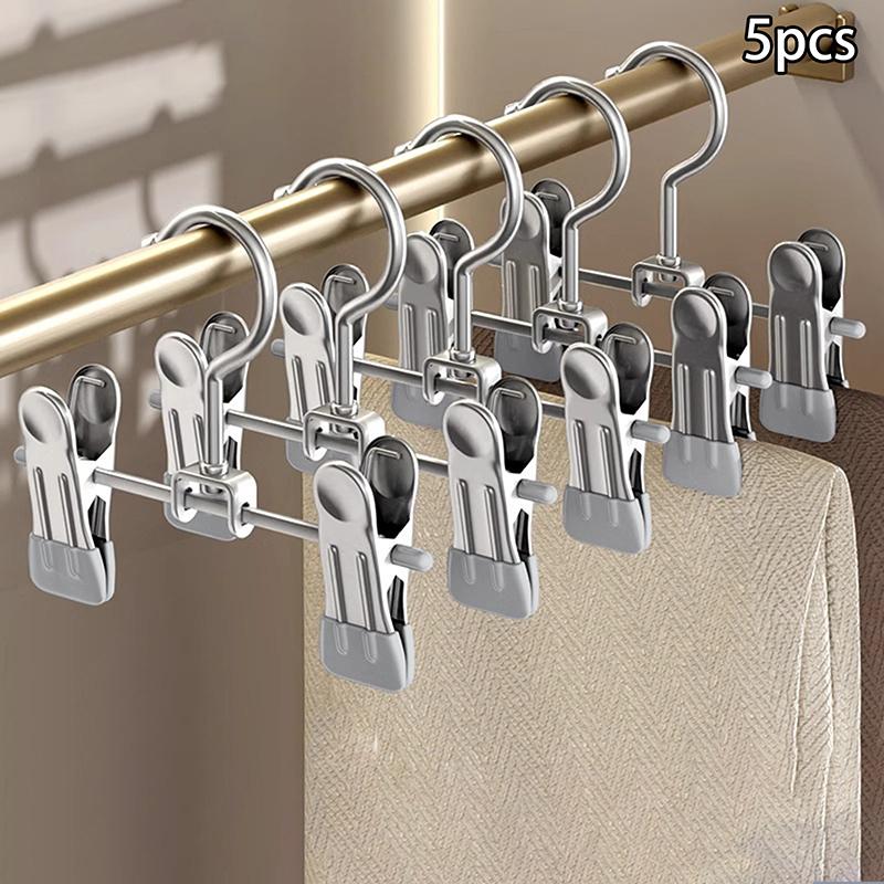 Набор из 5 бесшовных вешалок для брюк из нержавеющей стали, регулируемая подставка для обуви из нержавеющей стали, вешалка для брюк, держатель для сапог, портативный