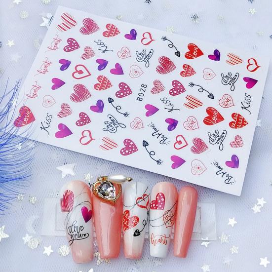12Pcs/Set Nail Sticker Non-Fading Self-Adhesive Excellent Saturation Valentine DIY Design Decals Manicure Sticker for Manicure