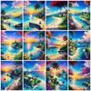 Полная алмазная вышивка Наборы для вышивки крестом «Морской берег» Алмазная картина «Закат» Пейзажное искусство Мозаика Домашний декор