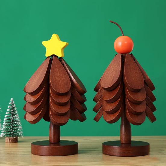 3/4Pcs Christmas Tree Trivets for Hot Dishes Tree Shape Bamboo Potholder with Holder for Pans Bowls Plates Teapots Coasters Home Table Decor