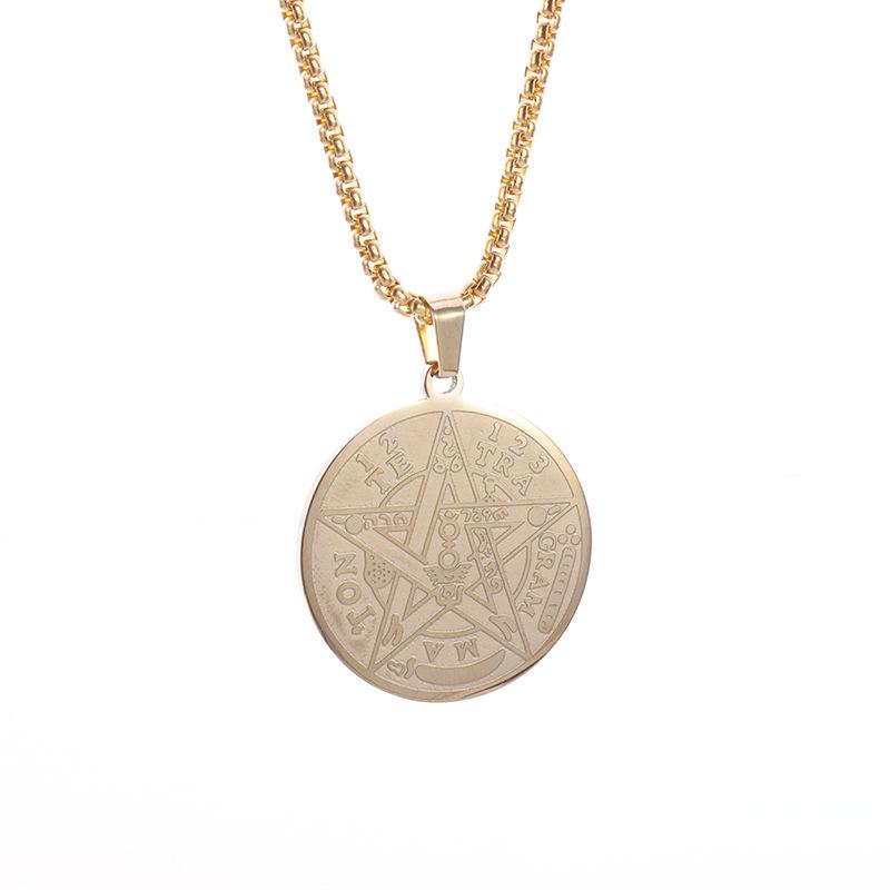 Ожерелье из нержавеющей стали, новинка, мужское, личность, тренд, хип-хоп, панк-стиль, ведьмовство, форма пятиконечной звезды