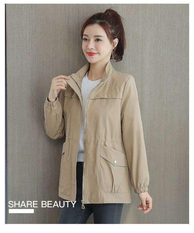 Women's Slimming Trench Coat with Stand Collar - 2024 Spring/Autumn Fashion