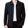 Men Jacket Lapel Solid Color Mid-aged Elderly Men Long Sleeve Zipper Closure Straight Formal Business Casual Soft Spring Fall Daily Coat