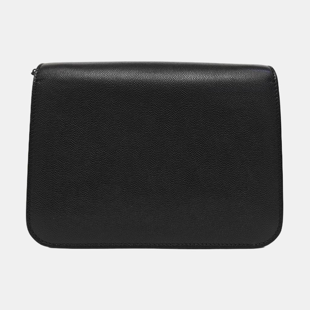 [Pre-Owned] Tb Small Black Leather Embossed Tb Shoulder Bag Crossbody Bag Gold Hardware Detachable Strap - Excellent #1BWBCE