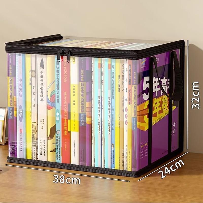 N$ Large Square Storage Box Black/White Frame-Heavy-Duty PVC Transparent Organizer Bin,Multi-Purpose Container
