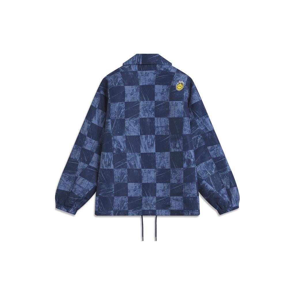 Li Ning X Og_Slick клетчатая свободная куртка с длинным рукавом и лацканами, мужские куртки синего цвета AFDT415-1