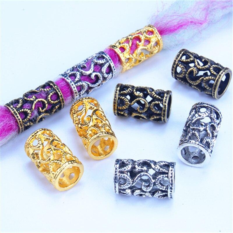 5 шт./лот, золотистые, серебряные косы для волос, бусины для бороды, инструменты для укладки волос, дреды, заколки для волос, кольца, аксессуары для волос для женщин