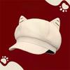 Y2K Cat Ear Hat Woolen Octagonal Cap Retro British Beret Hat  Women