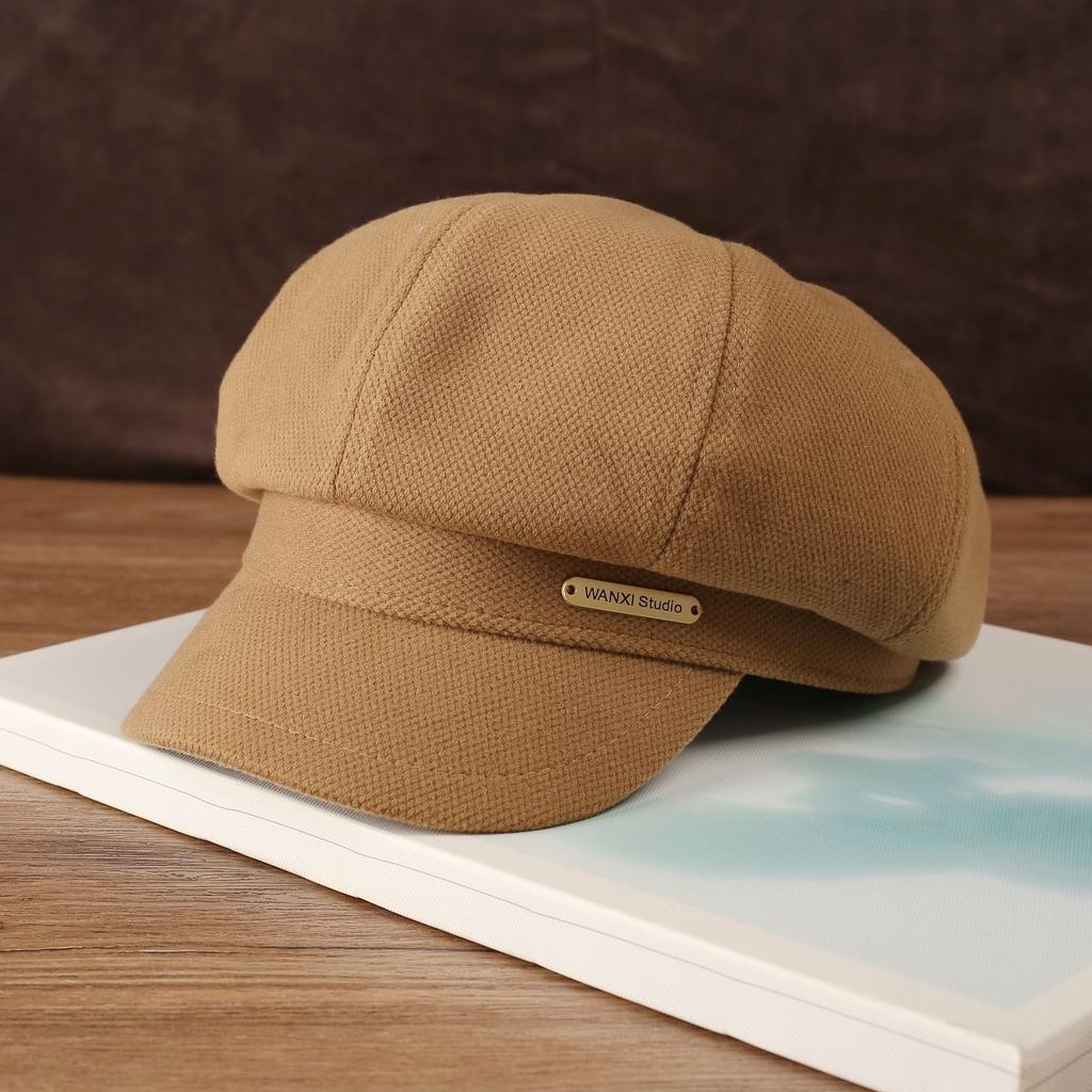 Ретро Универсальный Шерстяной Берет Подчеркивающий Лицо Утиный Язычок Восьмиугольная Шляпа Детская Теплая Ветрозащитная Шляпа Газетчика