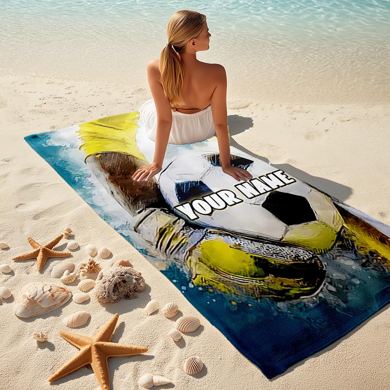 1PC Custom Name Soccer Dreams Beach Towel Highly Absorbent And Sand-Resistant Towel for Swimming, Pool, Yoga, And Travel Lightweight