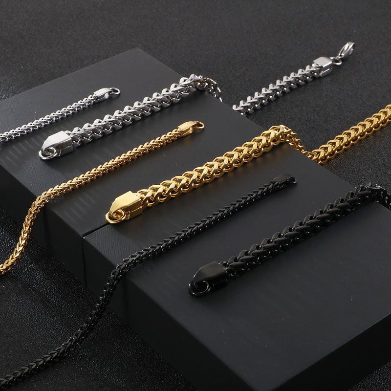 Japan and Korea Trend Versatile Stainless Steel Front and Back Chain Men's Bracelet Creative Retro Hipster Titanium Steel Accessories