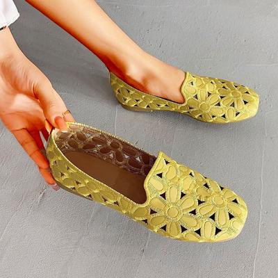 Женская летняя обувь желтые туфли на плоской подошве ортопедические мокасины удобная женская обувь большой размер 42 женская весенняя обувь на плоской подошве ажурная