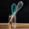 Silicone Whisk Egg Beater Wood Handle Egg Whisk Manual Dough Whisk Cream Butter Mixer Blender Kitchen Whisk Egg Cooking Tools