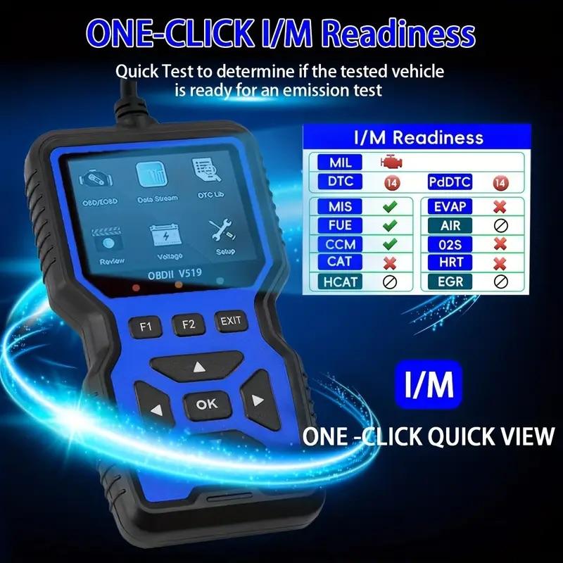 V519 BLUE Автомобильный диагностический сканер Инструмент Автомобильный OBD2 сканер для проверки состояния двигателя с цветным экраном 2026