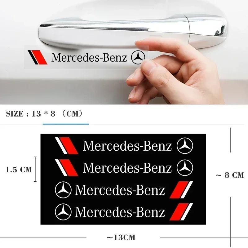 CQU1 4PCS Car Door Handle Stickers Body Vinyl Stickers Decals Accessories for Mercedes Benz B/C/E/S Class A Class C200L GLC GLK