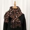 New Fashion Leopard Print Scarf Women's Winter Versatile Thickened Imitation Cashmere Shawl Dual-purpose Scarf