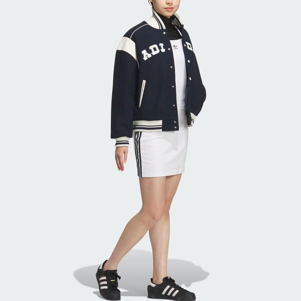 adidas Женская куртка-бомбер Originals Collegiate, темно-синяя, кремовая JD6379