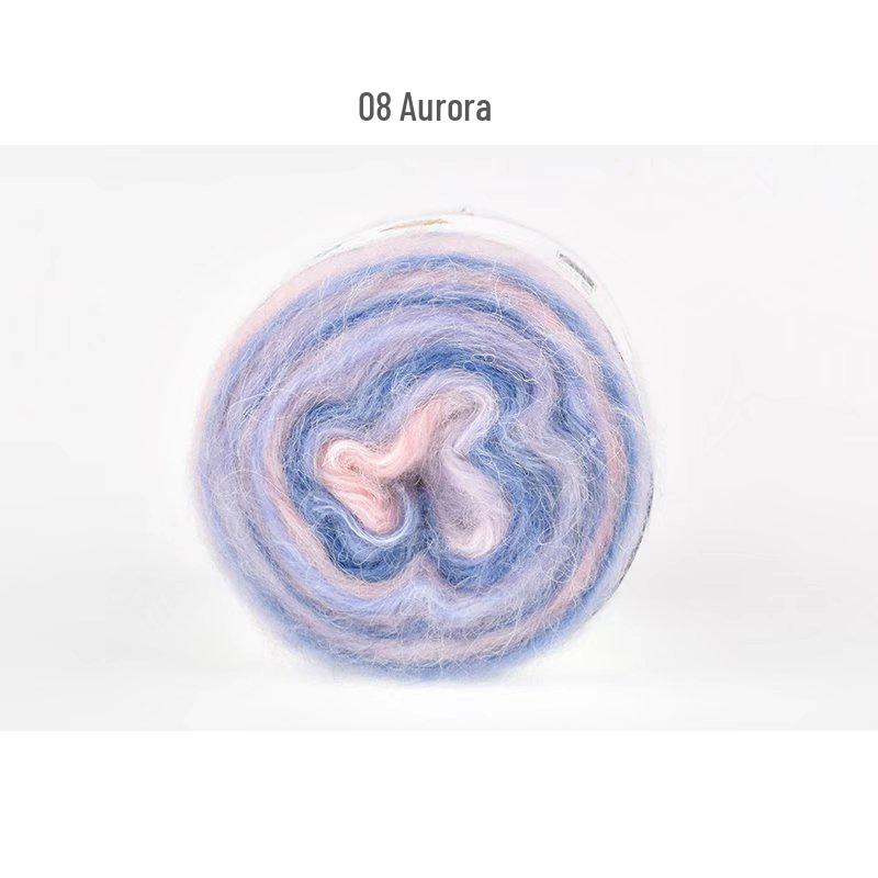 Пряжа из мохера ручной окраски с градиентным радужным переходом - Пушистая, мягкая и идеально подходит для вязания и DIY-проектов.