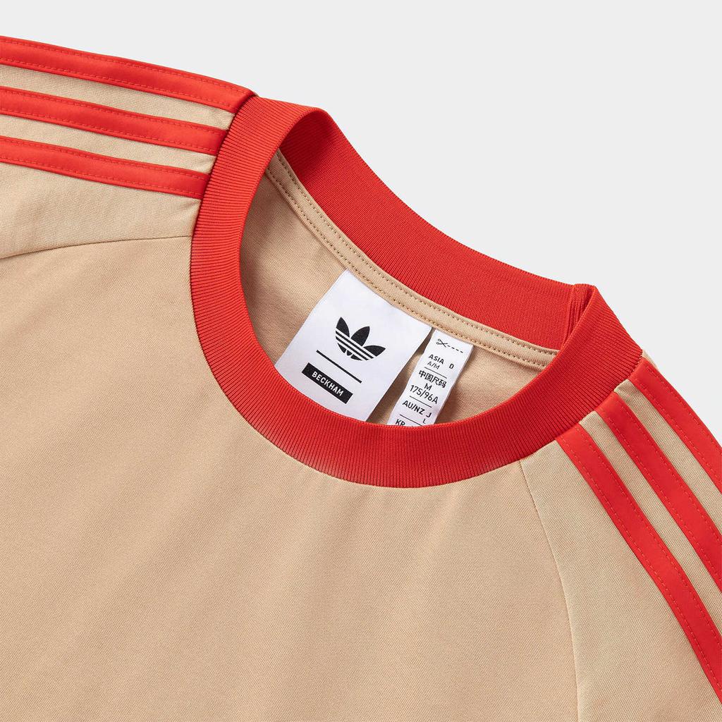 Adidas Футболка с тремя полосками Дэвида Бекхэма Magic Beige для мужчин в уличном стиле JM6290