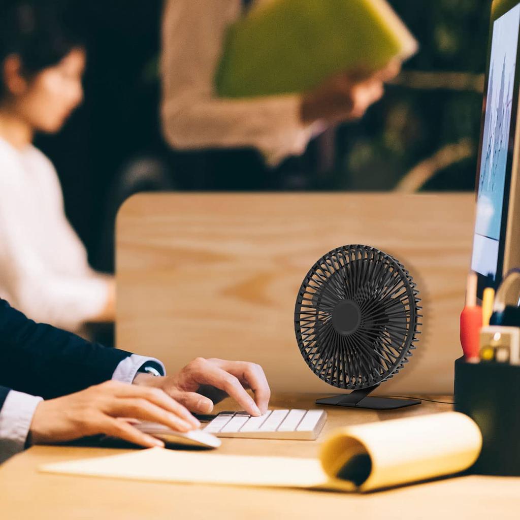 Topland Tabletop Desk Anywhere Compatible with 2 Power Sources Equipped with DC Adjustable 3 Levels of Air Volume Black Fan, Fan, FAN, (AC/USB),