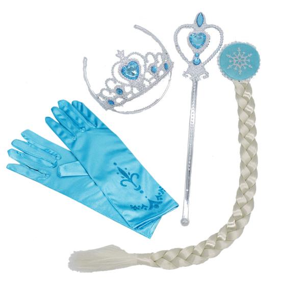 4Pcs/Set Frozen Elsa Rhinestone Crown Wand Hairpiece Gloves Dress Up Accessories