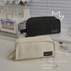 Multifunctional Simplicity Pencil Case Solid Color Canvas Pencil Bag High Capacity Stationery Storage Bag School Supplies