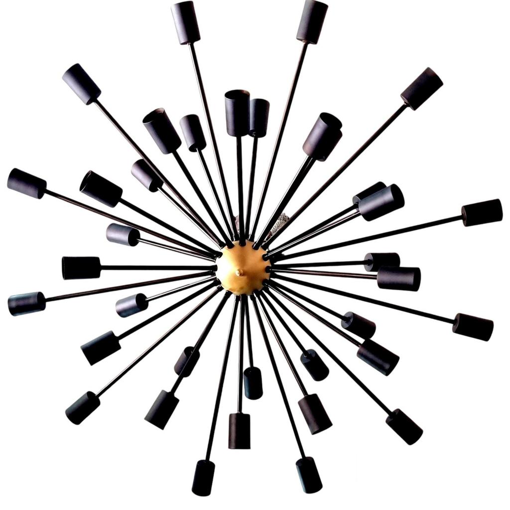 36 Arms Black Cone Arms Sputnik Metal Lamp Industrial Modern Chandelier Fixture Handcrafted Light For Home Interior