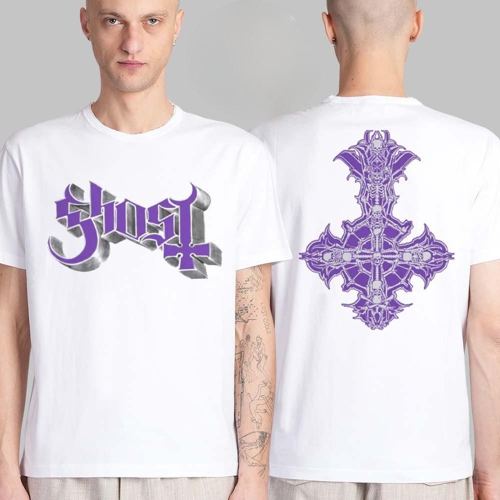 Ghost Skeletour World Tour 2025 Эксклюзивный Поп-ап Магазин в Праге Чехия 11 мая 2025 Двусторонняя Унисекс Футболка