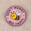 1pc Don' Worry Bee Happy Cute Bee Lapel Pin for Backpacks,Enamel Pin,Cute Brooch for Clothes,Briefcase Badge,Backpack Badge Gift