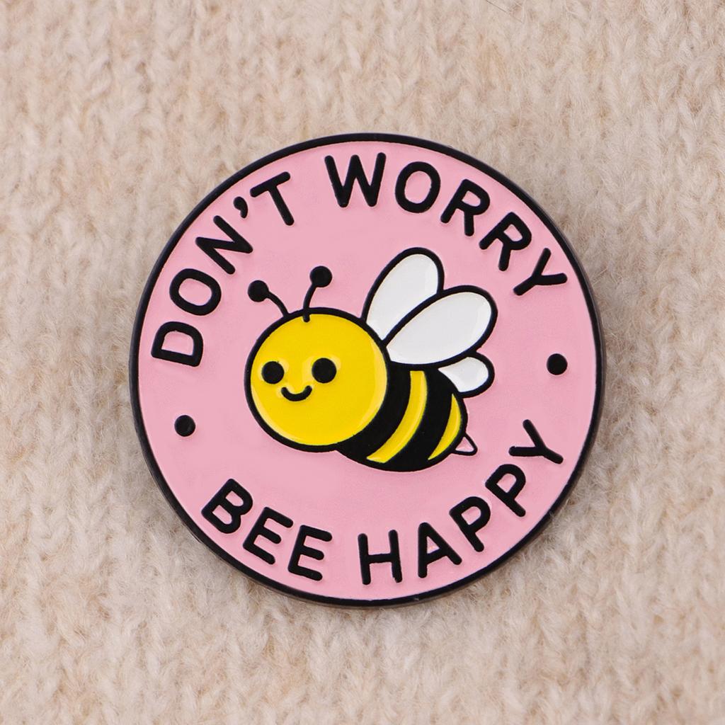 1pc Don' Worry Bee Happy Cute Bee Lapel Pin for Backpacks,Enamel Pin,Cute Brooch for Clothes,Briefcase Badge,Backpack Badge Gift