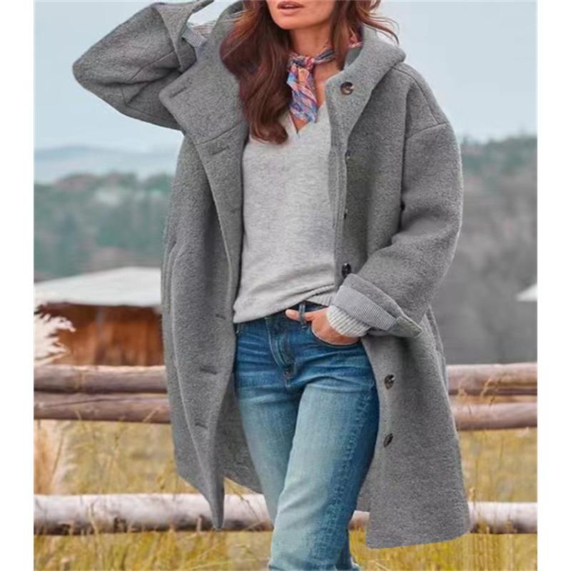 Women's Long Sleeve Lapel Jacket Women's Casual Loose Hooded