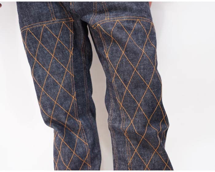 Kojima Jeans KOJIMA GENES 13 унций Джинсы стрейч прямого кроя с двойными коленями и ромбовидной строчкой Деним Сделано из одной штанины, Япония, Мужские, Стирка, RNB-107, Индиго-31