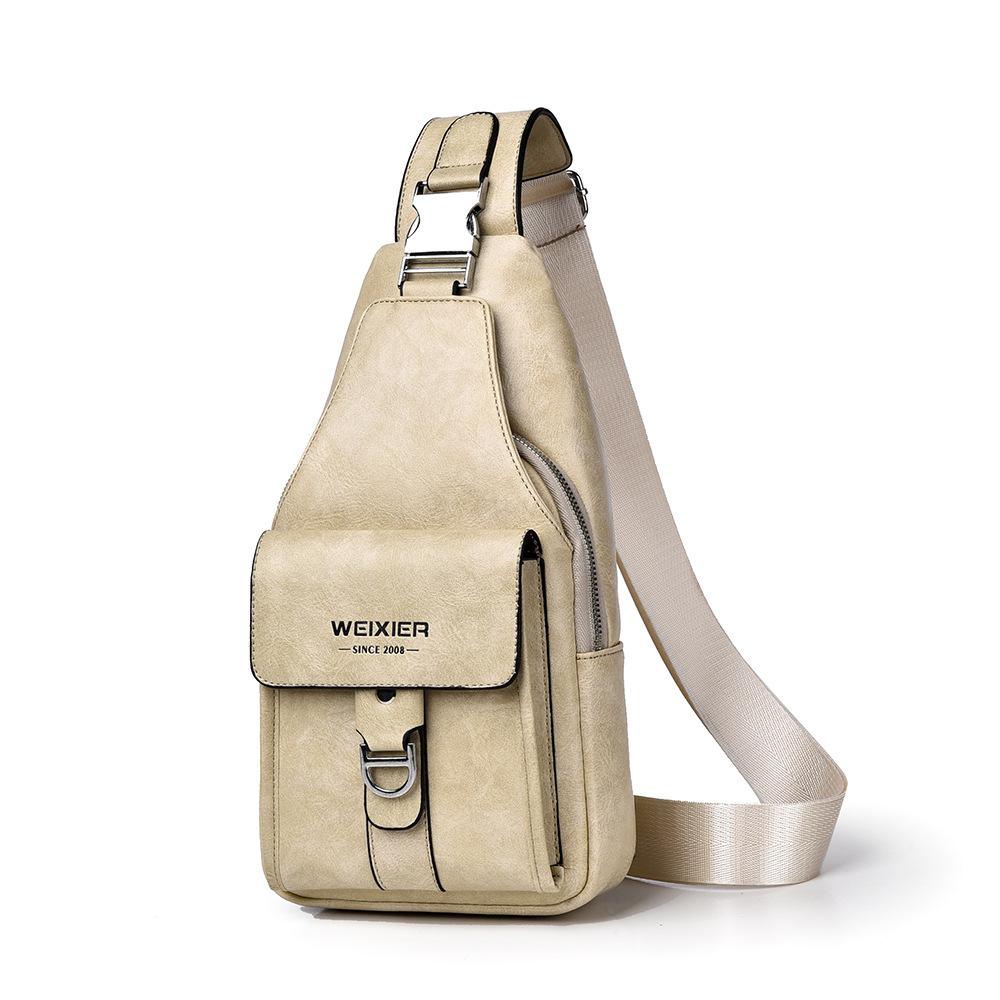 Men Waterproof Sling Bag PU Leather Crossbody Chest Bag Casual Shoulder Backpack Travel Pack for Men